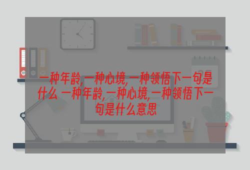 一种年龄,一种心境,一种领悟下一句是什么 一种年龄,一种心境,一种领悟下一句是什么意思