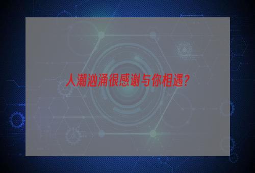 人潮汹涌很感谢与你相遇？