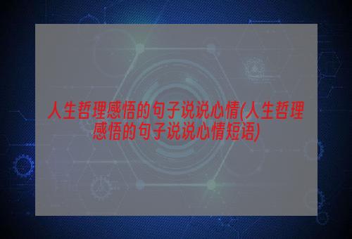 人生哲理感悟的句子说说心情(人生哲理感悟的句子说说心情短语)