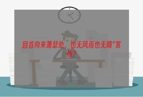 回首向来萧瑟处，也无风雨也无晴“赏析？