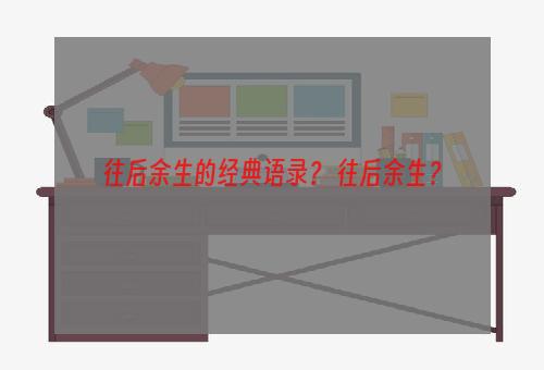 往后余生的经典语录？ 往后余生？