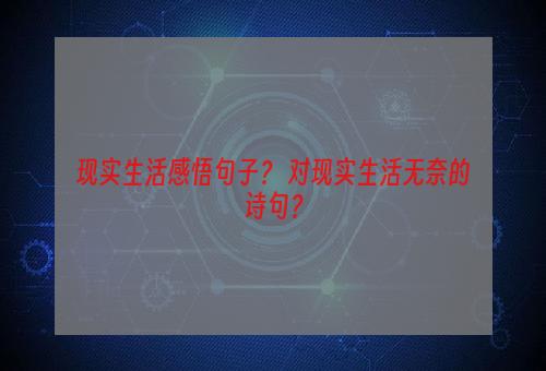 现实生活感悟句子？ 对现实生活无奈的诗句？