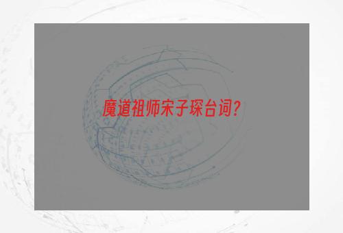 魔道祖师宋子琛台词？