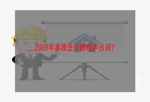 2019年春晚岳云鹏相声台词？